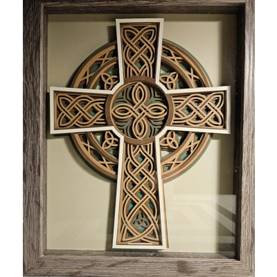 Celtic Cross Traditional 8x10 3D Shadow Box Art