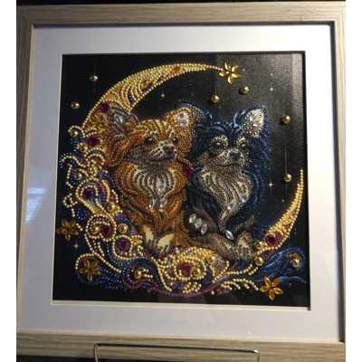 Chihuahua Duo 12x12 Framed Rhinestone Art