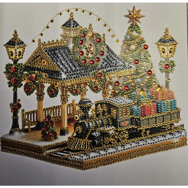 product Image for Christmas Train 12x12 Framed Rhinestone Art