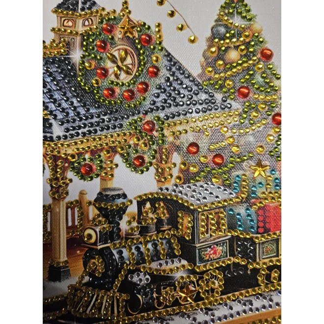 Additional Image for Christmas Train 12x12 Framed Rhinestone Art