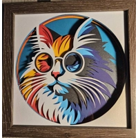 Cool Cat Paint Splash 8x8 3D Art