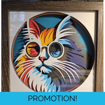 Cool Cat Paint Splash 8x8 3D Art Cool Cat Paint Splash 8x8 3D Art