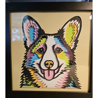 Corgi Bright Colors 8x8 3D Shadow Box Art Corgi Bright Colors 8x8 3D Shadow Box Art