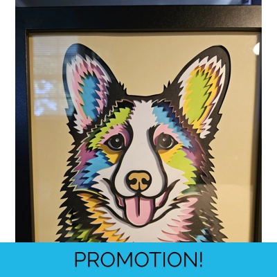 Corgi Bright Colors 8x8 3D Shadow Box Art Corgi Bright Colors 8x8 3D Shadow Box Art
