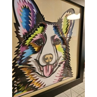 Corgi Bright Colors 8x8 3D Shadow Box Art
