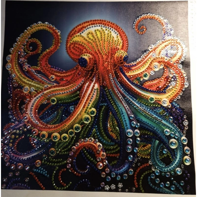 Cosmic Octopus 12x12 Framed Rhinestone Art