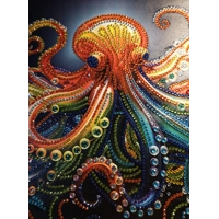 Cosmic Octopus 12x12 Framed Rhinestone Art