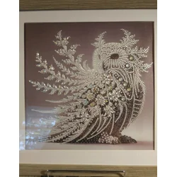 Crystal Owl 12x12 Framed Rhinestone Art