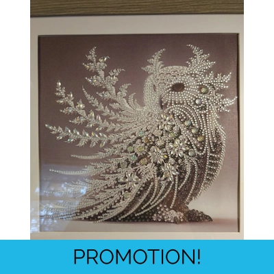 Crystal Owl 12x12 Framed Rhinestone Art Crystal Owl 12x12 Framed Rhinestone Art