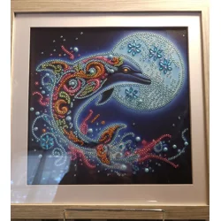 Dolphin Dreams 12x12 Framed Rhinestone Art