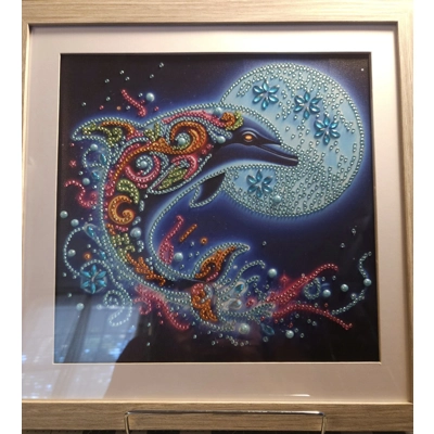 Dolphin Dreams 12x12 Framed Rhinestone Art