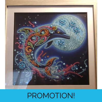 Dolphin Dreams 12x12 Framed Rhinestone Art Dolphin Dreams 12x12 Framed Rhinestone Art