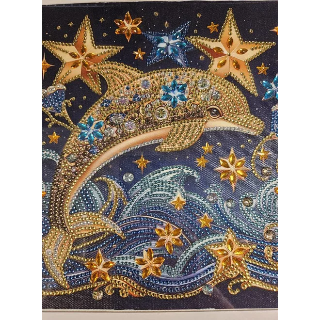Additional Image for Dolphin Gold 12x12 Framed Rhinestone Art