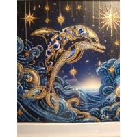 Dolphin Midnight 12x12 Framed Rhinestone Art