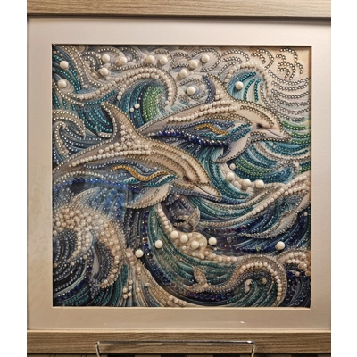 Dolphins 12x12 Framed Rhinestone Art Dolphins 12x12 Framed Rhinestone Art