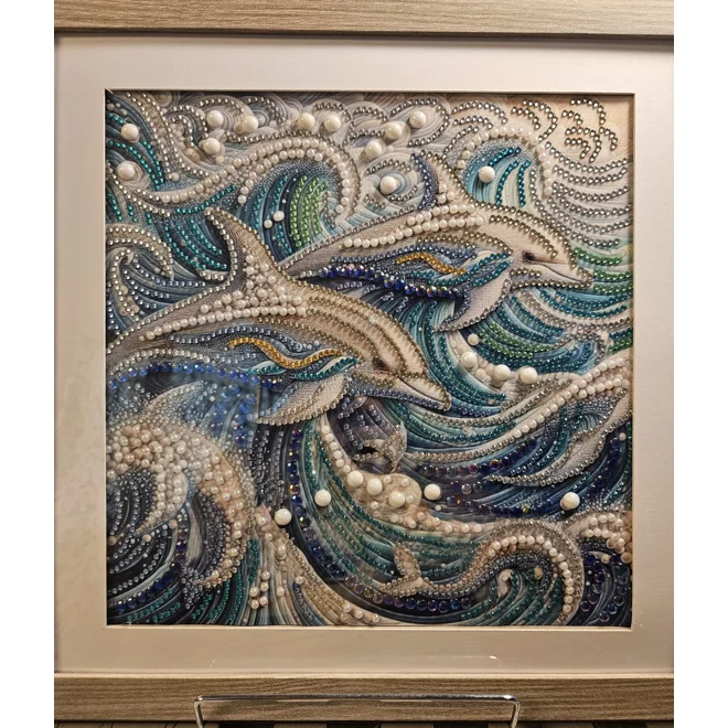 product Image for Dolphin Duo 12x12 Framed Rhinestone Art