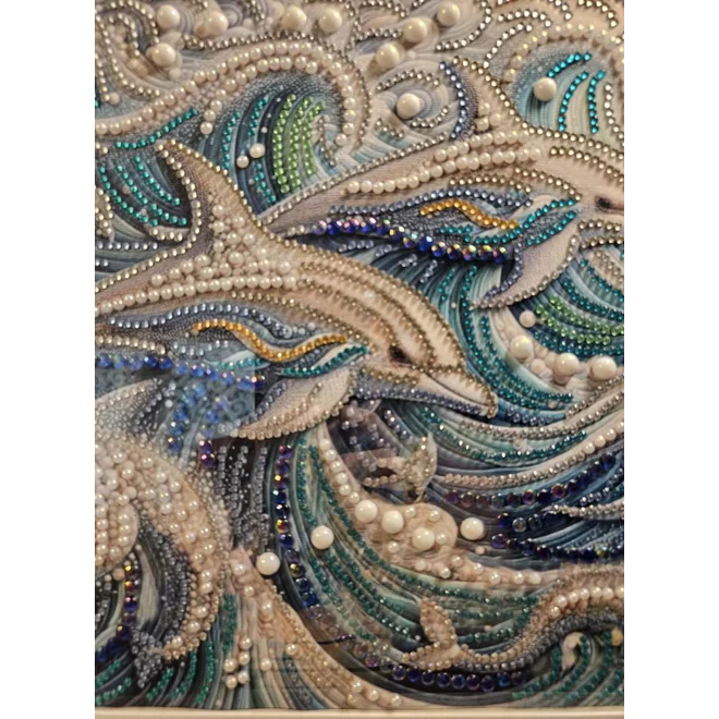 Additional Image for Dolphin Duo 12x12 Framed Rhinestone Art