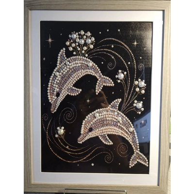 Dolphins in Pearls 12x16 Framed Art