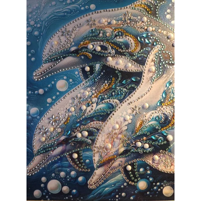 Additional Image for Dolphin Trio 12x12 Framed Rhinestone Art