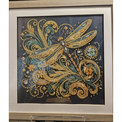 Festive Dragonfly 12x12 Framed Rhinestone Art