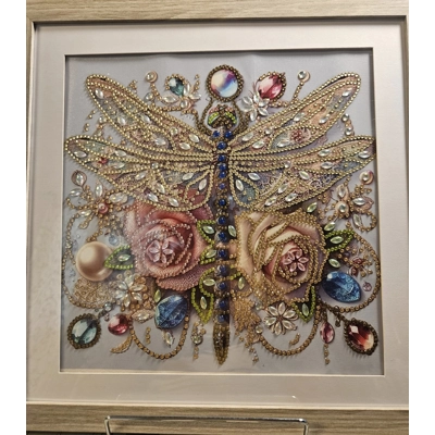 Jeweled Dragonfly 12x12 Framed Rhinestone Art