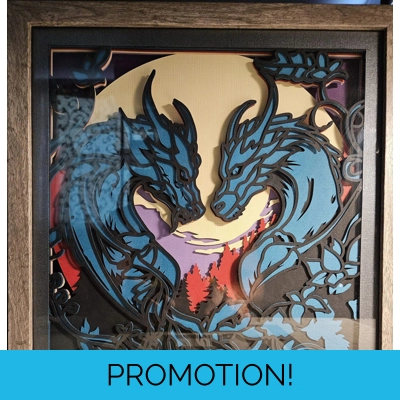 Dragon Love in Teal 12x12 3D Shadow Box Art Dragon Love in Teal 12x12 3D Shadow Box Art