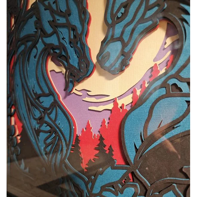 Additional Image for Dragon Love in Teal 12x12 3D Shadow Box Art