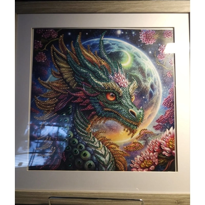 Dragon Moonlight 12x12 Framed Rhinestone Art