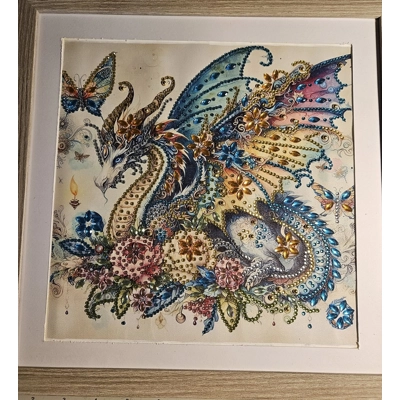 Dragon Pastels 12x12 Framed Rhinestone Art