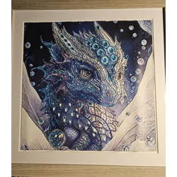 Blue Dragon Profile 12x12 Framed Rhinestone Art
