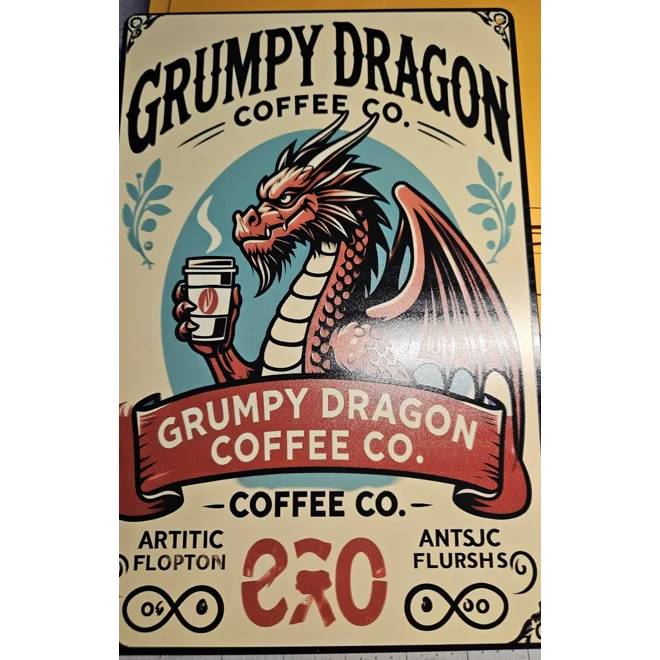 Additional Image for Grumpy Dragon 8x 12 Metal Sign