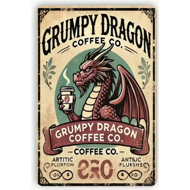 product Image for Grumpy Dragon 8x 12 Metal Sign