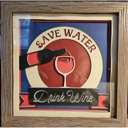 Drink Wine 8x8 3D Shadow Box Art