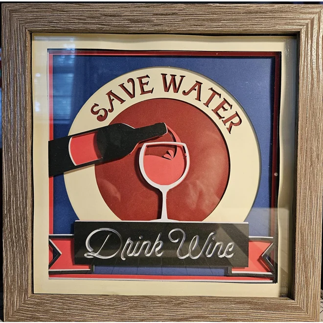 product Image for Drink Wine 8x8 3D Shadow Box Art