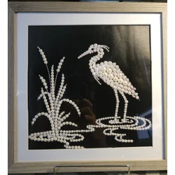 Egret Pearls 12x12 Framed Art