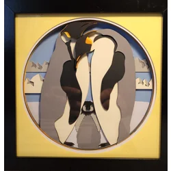 Emperor Penguins 8x8 3D Shadow Box Art