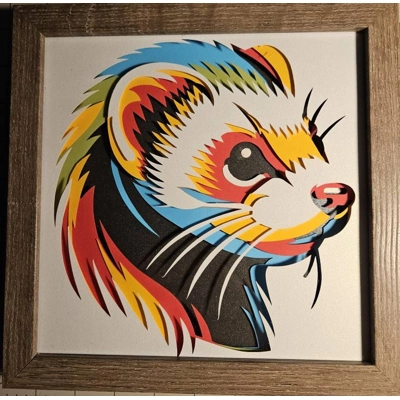 Ferret Paint Splash 8x8 3D Art Ferret Paint Splash 8x8 3D Art