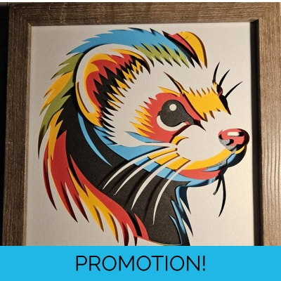 Ferret Paint Splash 8x8 3D Art Ferret Paint Splash 8x8 3D Art