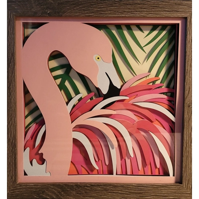 Flamingo 8x8 3D Shadow Box Art