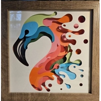 Flamingo Paint Splash 8x8 3D Art