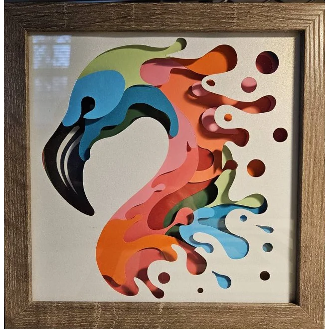 Additional Image for Flamingo Paint Splash 8x8 3D Art