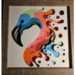 Flamingo Paint Splash 8x8 3D Art
