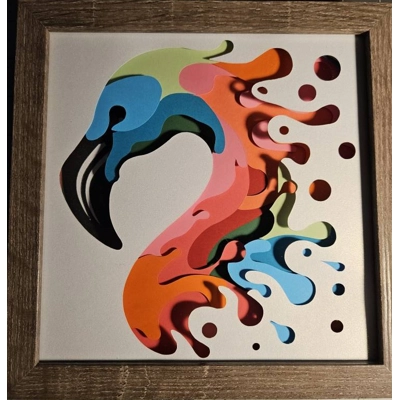Flamingo Paint Splash 8x8 3D Art Flamingo Paint Splash 8x8 3D Art