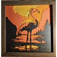Flamingo at Sunset 8x8 3D Shadow Box Art