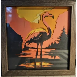 Flamingo at Sunset 8x8 3D Shadow Box Art