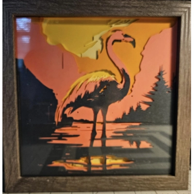 Flamingo at Sunset 8x8 3D Shadow Box Art Flamingo at Sunset 8x8 3D Shadow Box Art