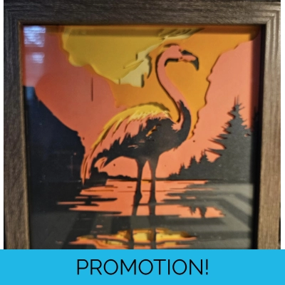 Flamingo at Sunset 8x8 3D Shadow Box Art Flamingo at Sunset 8x8 3D Shadow Box Art