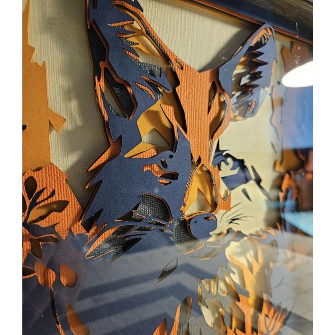 Additional Image for Fox in Abstract 9x9 3D Shadow Box Art