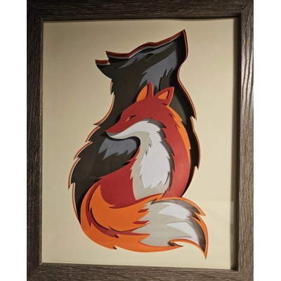 Fox & Wolf 8x10 3D Shadow Box Art Fox & Wolf 8x10 3D Shadow Box Art