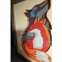 Fox & Wolf 8x10 3D Shadow Box Art